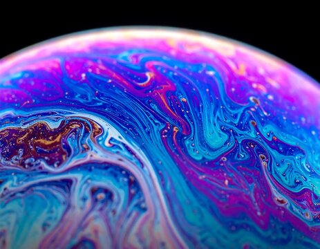 Colorful swirling soap bubble