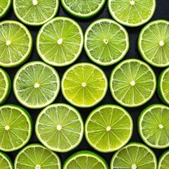 Fresh Lime Slices on Dark Background