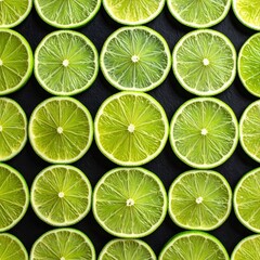 Fresh Lime Slices Pattern Dark Background