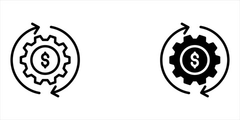 Operating Expenses Icon set Circular Gear Icons with Dollar Sign and Arrows Vector Design