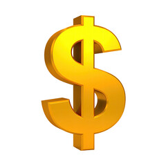 3D rendered, gold dollar sign on a black background with slight gradient effect