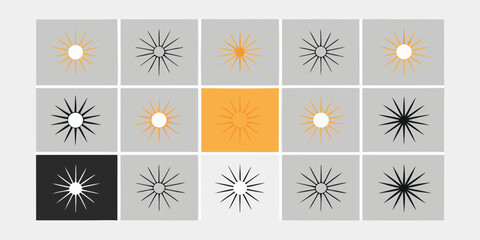 Sun icons in retro style