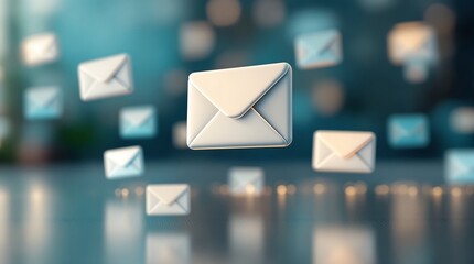 Email marketing concept with envelopes for newsletter subscription and communication strategy design