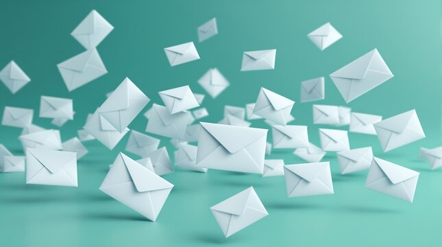 Email marketing campaign concept with floating envelopes for business communication and newsletter subscription