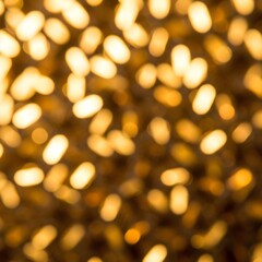 Fototapeta premium Warm, golden bokeh lights create a sparkling, festive background, like soft, out-of-focus pills of light against a dark bronze setting