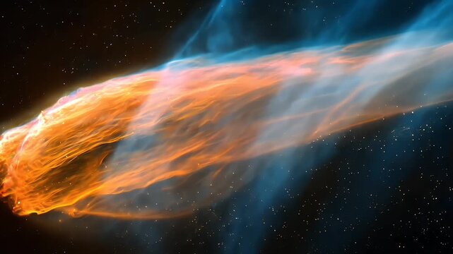 Vibrant Comet Gliding Through the Dark Cosmos with Luminous Tail and Streaks of Color
