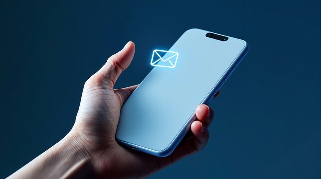 Email marketing strategy new message notification on mobile phone digital communication and technology concept