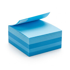 Stack of Bright Blue Sticky Notes with One Page Lifted