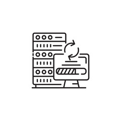 Sync database icon, Server Symbol Outline icon Transparent background Editable Stroke