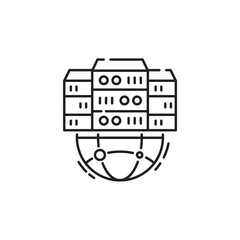 Global server icon, Data Center and Hosting Symbol Outline icon Transparent background Editable Stroke