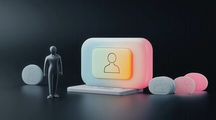 Creative Concept of Digital Interaction with Simplified Icons