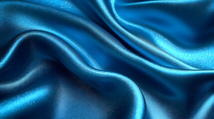 Obraz premium Shimmering blue satin fabric with soft waves creates an elegant and luxurious texture