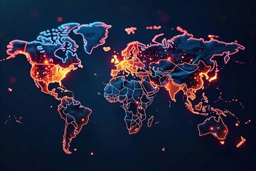 Global Network Interconnected Nodes Representing International Business Growth in the Digital World