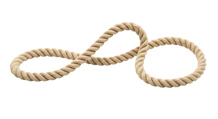 Obraz premium Thick rope, forming an infinity symbol knot loop, cutout, PNG isolated on white or transparent background