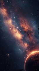 Obraz premium Eternal Expanse: A Tiny Rocket in the Infinite Cosmos