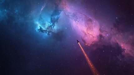 Eternal Expanse: A Tiny Rocket in the Infinite Cosmos