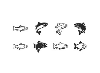 Naklejka premium Set of stylized fish icons.