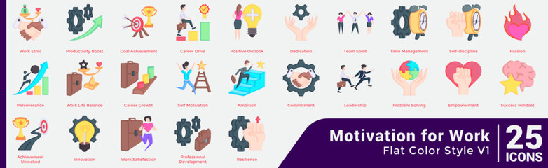 Motivation for work Bundle H25 V01 Flat Color