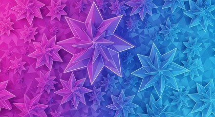 Vibrant abstract star shapes with eye catching purple and blue gradients