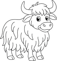 Fluffy and Friendly Cartoon Yak Coloring Page