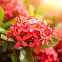 Vibrant red flowers in a sunny garden