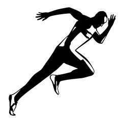 isolated illustration of a runner, black and white ink vector drawing, white background