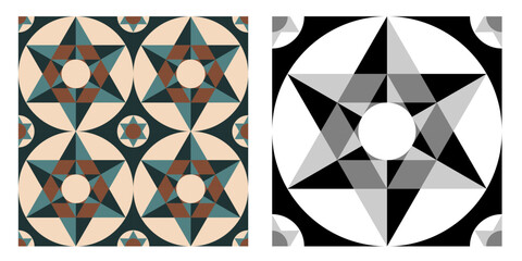 vector star tile pattern, sacral texture, geometric seamless tile 