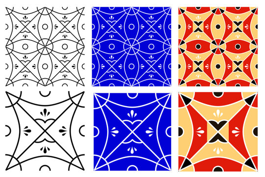 vector abstract pattern, folk texture, geometric seamless tile 