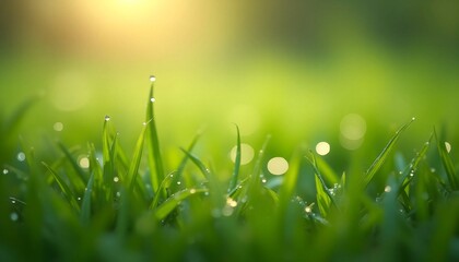 Dew Drops on Grass Macro Background