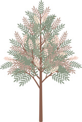 Obraz premium Elegant Flat Style Small Tree with Pastel Leaves Illustration Graphic