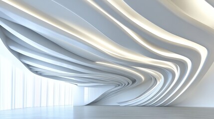 Modern organic architectural interior with flowing lines