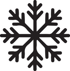 Obraz premium Black silhouette of a six-pointed snowflake winter cold