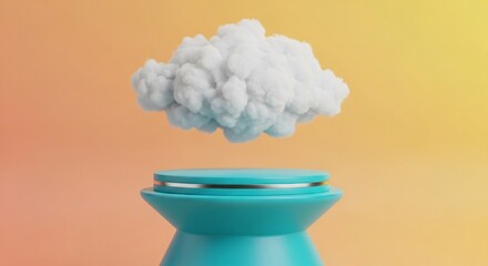 Dreamy product display with fluffy cloud on vibrant modern pastel background