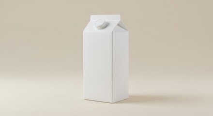 Minimalist Milk Carton Mockup on Beige Backdrop for Dairy Brand Showcase