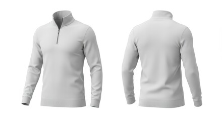White Quarter-Zip Sweater Mockup: Front and Back View for Apparel Design