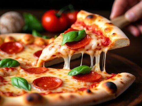 Hot cheesy pepperoni pizza