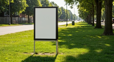 Blank advertising billboard in an urban park, promotional template outdoor
