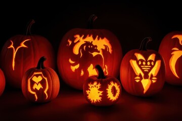 Twilight Scene with Glowing Orange Orbs Pumpkin Display