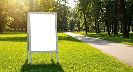 Outdoor advertising display on green grass for promotional messages or information