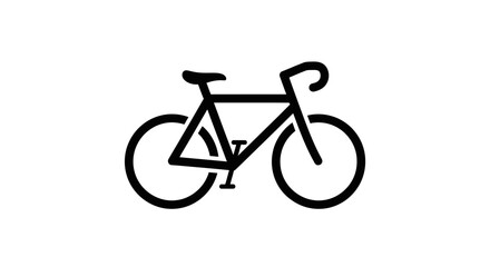 Sleek minimalist silhouette of a road bicycle on a clean white background, symbolizing travel and freedom.