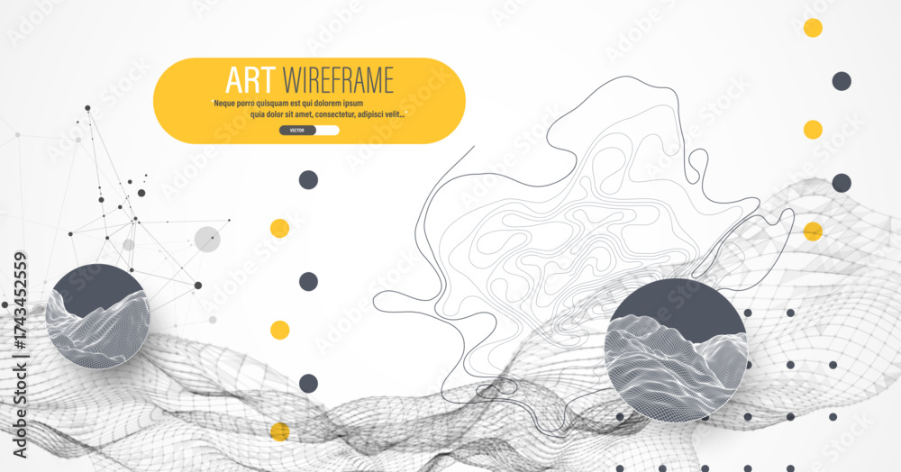 Wall mural the abstract wave is made in a frame style. template for science and technology presentation. vector