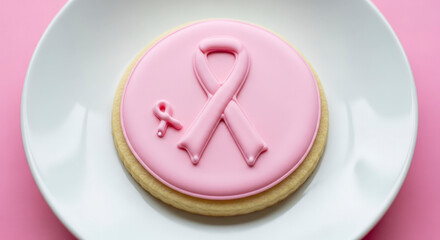 Pink Ribbon Cookie for Breast Cancer Awareness Support and Hope