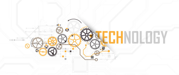 Abstract technology background. Cogwheels theme. Vector illustration