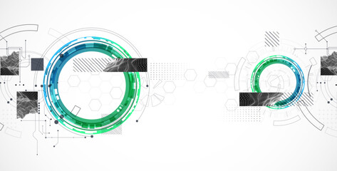 Abstract background. Scientific and technological concept with the use of technical elements formed in the shape of a circle. Vector