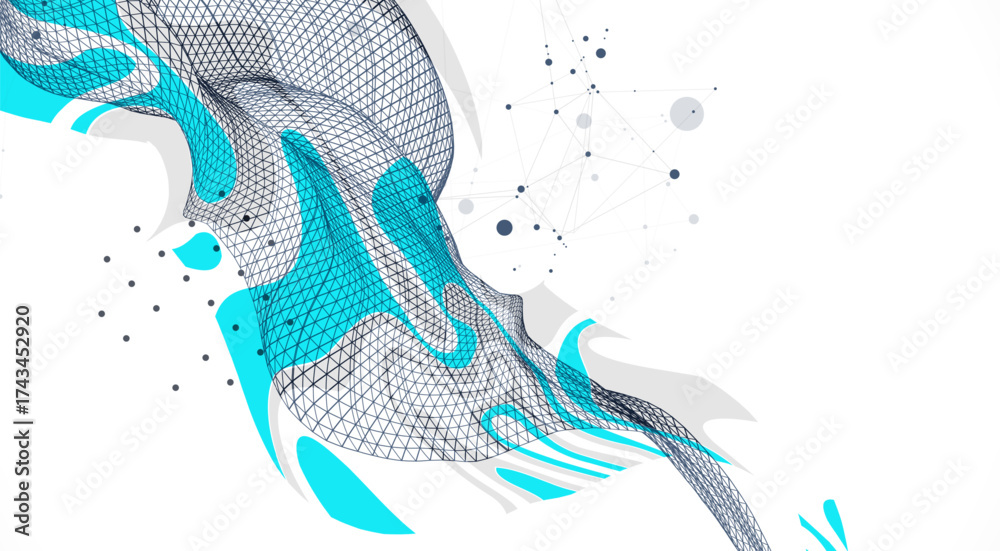 Wall mural the abstract wave is made in a frame style. template for science and technology presentation. vector