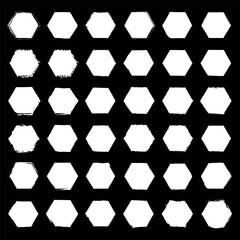 Fototapeta premium Seamless hexagon pattern. Geometric shape texture. Monochromatic Vector background. White tiling backdrop.