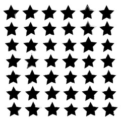 Black star pattern. Solid geometric shapes. Simple grunge texture. Vector decoration design.