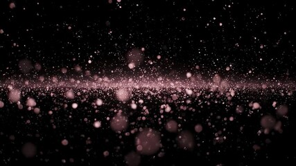 A dark backdrop illuminated by a myriad of pink light particles, creating a luminous atmosphere - Powered by Adobe