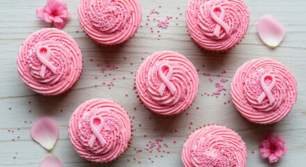 Pink Ribbon Cupcakes Sweetly Support Breast Cancer Awareness Month Celebration