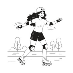 Roller Skating  vector Illustration 